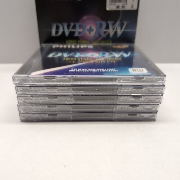 Philips DVD+RW 4.7GB 120 Minute 5 Pack Recordable Disks 1-4X Speed Sealed - Picture 9 of 12